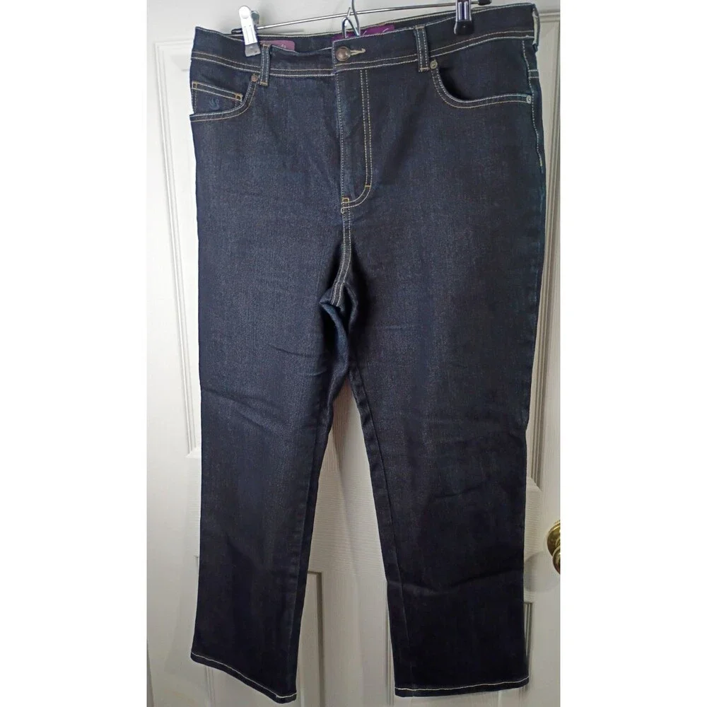 Gloria Vanderbilt Amanda Woman 14P Dark Blue Denim Jeans Casual Norm Straight